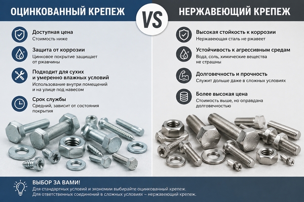 Оцинковка или нержавейка: какой крепеж не заставит переплачивать