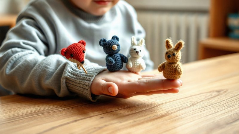 Развитие мелкой моторики и речи у малышей через пальчиковый театр Детские пальчики с надетыми яркими вязаными куклами разыгрывают сказку