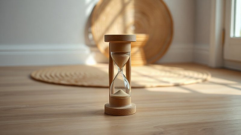 Психология ретритов випассаны: как молчаливая медитация меняет мышление туриста Деревянные песочные часы стоят на полированном столике в лаконичной ко